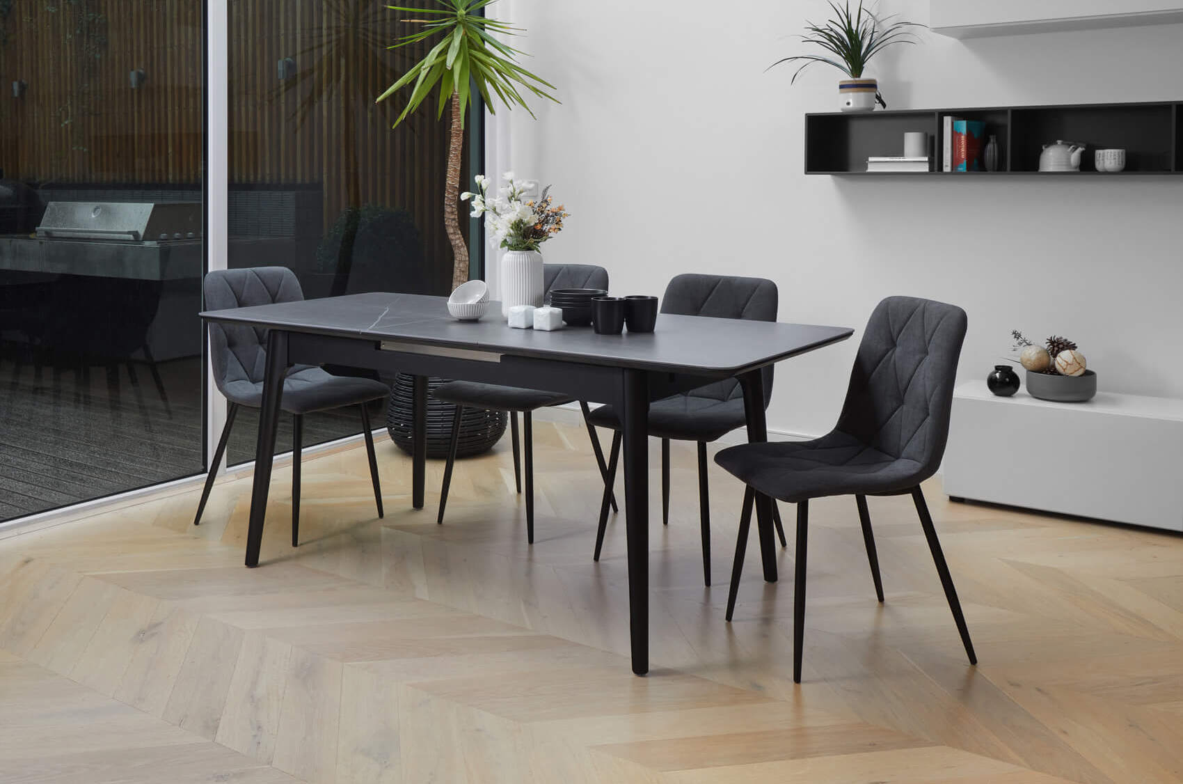 Hayman | Matte Ceramic Bulgarian Grey 1.8m Extension Dining Table | Grey