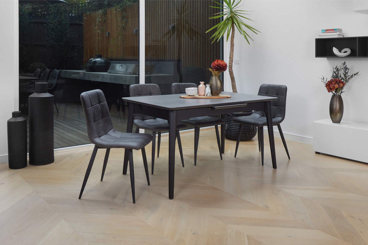 Hayman | Matte Ceramic Bulgarian Grey 1.8m Extension Dining Table | Grey