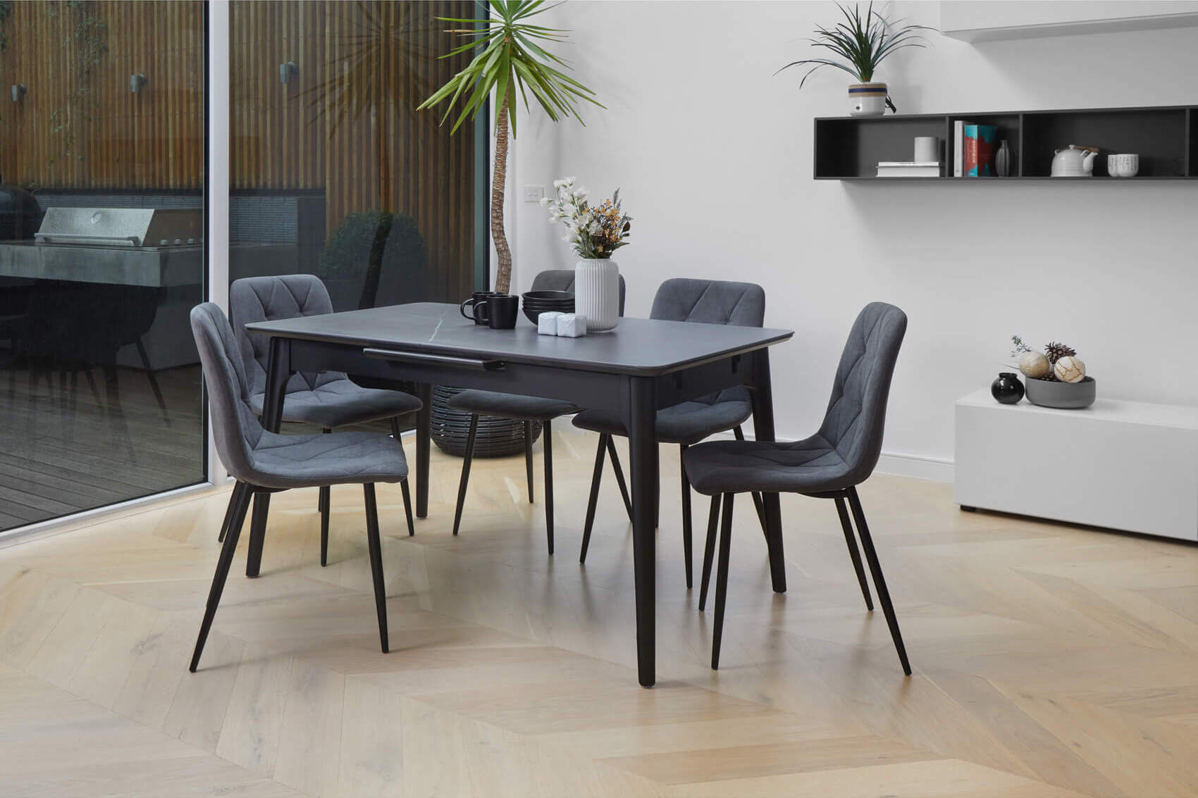 Hayman | Matte Ceramic Bulgarian Grey 1.8m Extension Dining Table | Grey