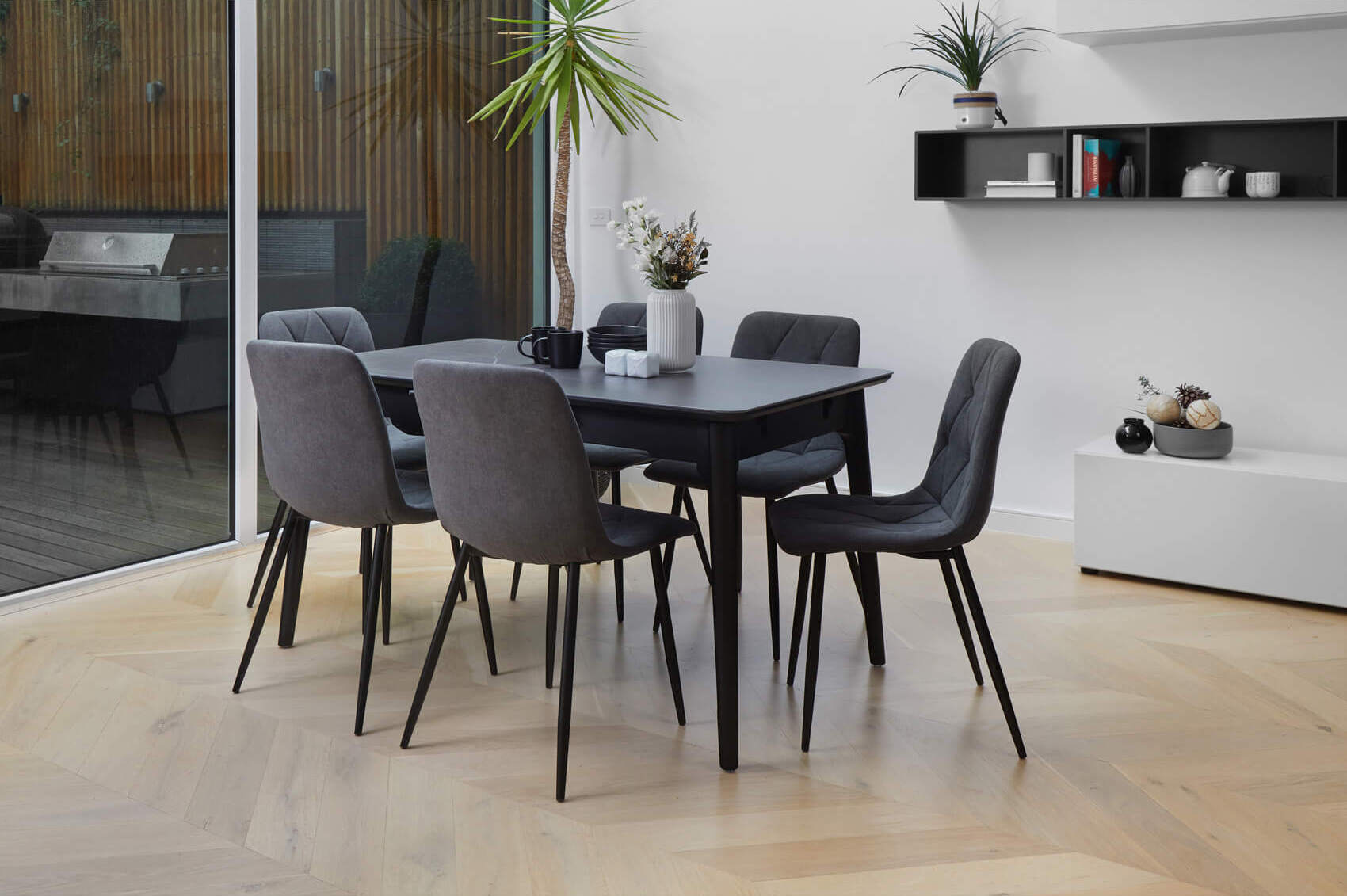 Hayman | Matte Ceramic Bulgarian Grey 1.8m Extension Dining Table | Grey