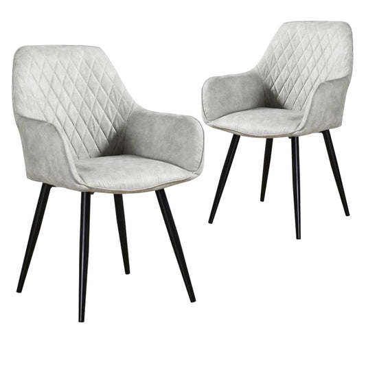 Henry | Modern Beige Polyester Fabric Dining Chair With Arms | Set Of 2 | Beige
