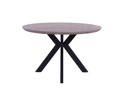 Herberton | Metal Wooden 6 Seater Round Dining Table | Grey Oak