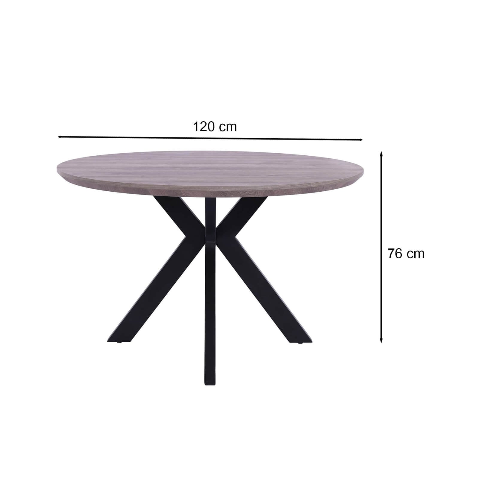 Herberton | Metal Wooden 6 Seater Round Dining Table | Grey Oak