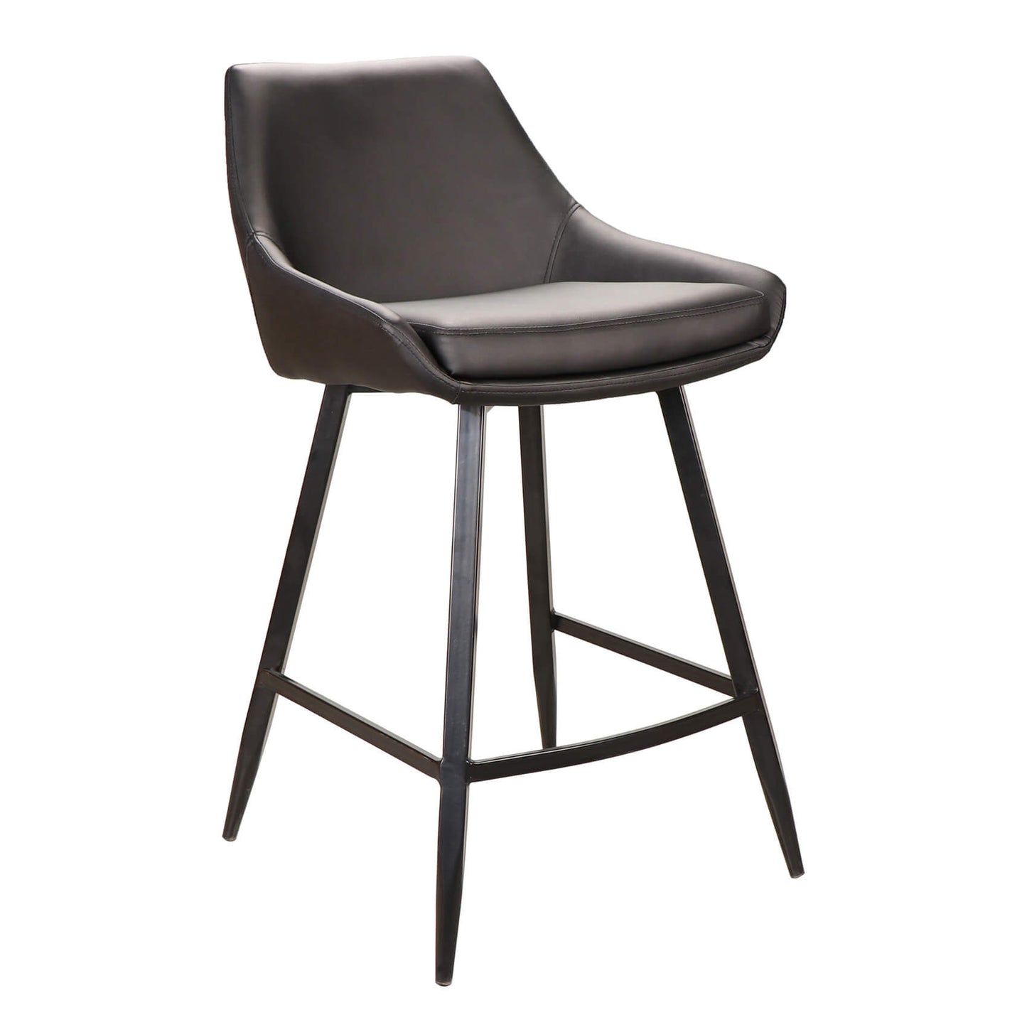 Herberton | Modern PU Leather Bar Stools | Set Of 2 | Black