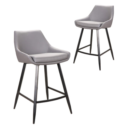 Herberton | Modern PU Leather Bar Stools | Set Of 2 | Grey