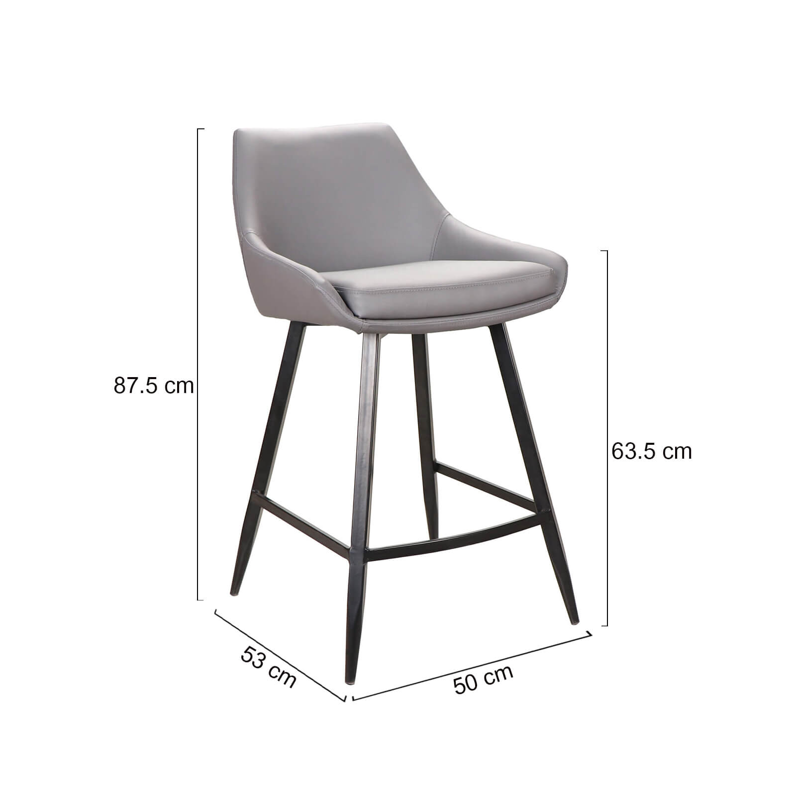 Herberton | Modern PU Leather Bar Stools | Set Of 2 | Grey