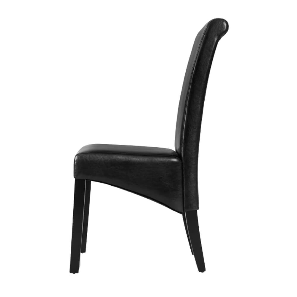 High back Wooden Black PU Leather Dining Chairs