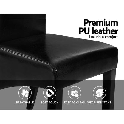 High back Wooden Black PU Leather Dining Chairs