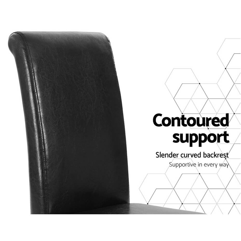 High back Wooden Black PU Leather Dining Chairs