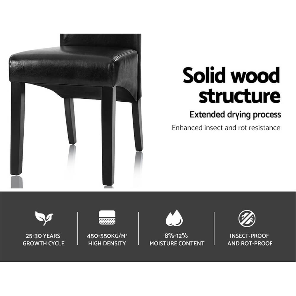 High back Wooden Black PU Leather Dining Chairs