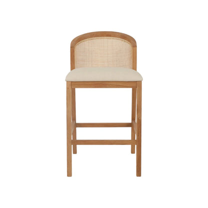 Highfield | Coastal Commercial Light Beige Fabric Wooden Bar Stools