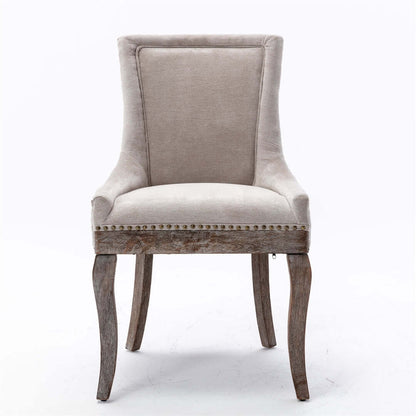 Highview | French Provincial Fabric Wooden Dining Chairs | Set Of 2 | Beige