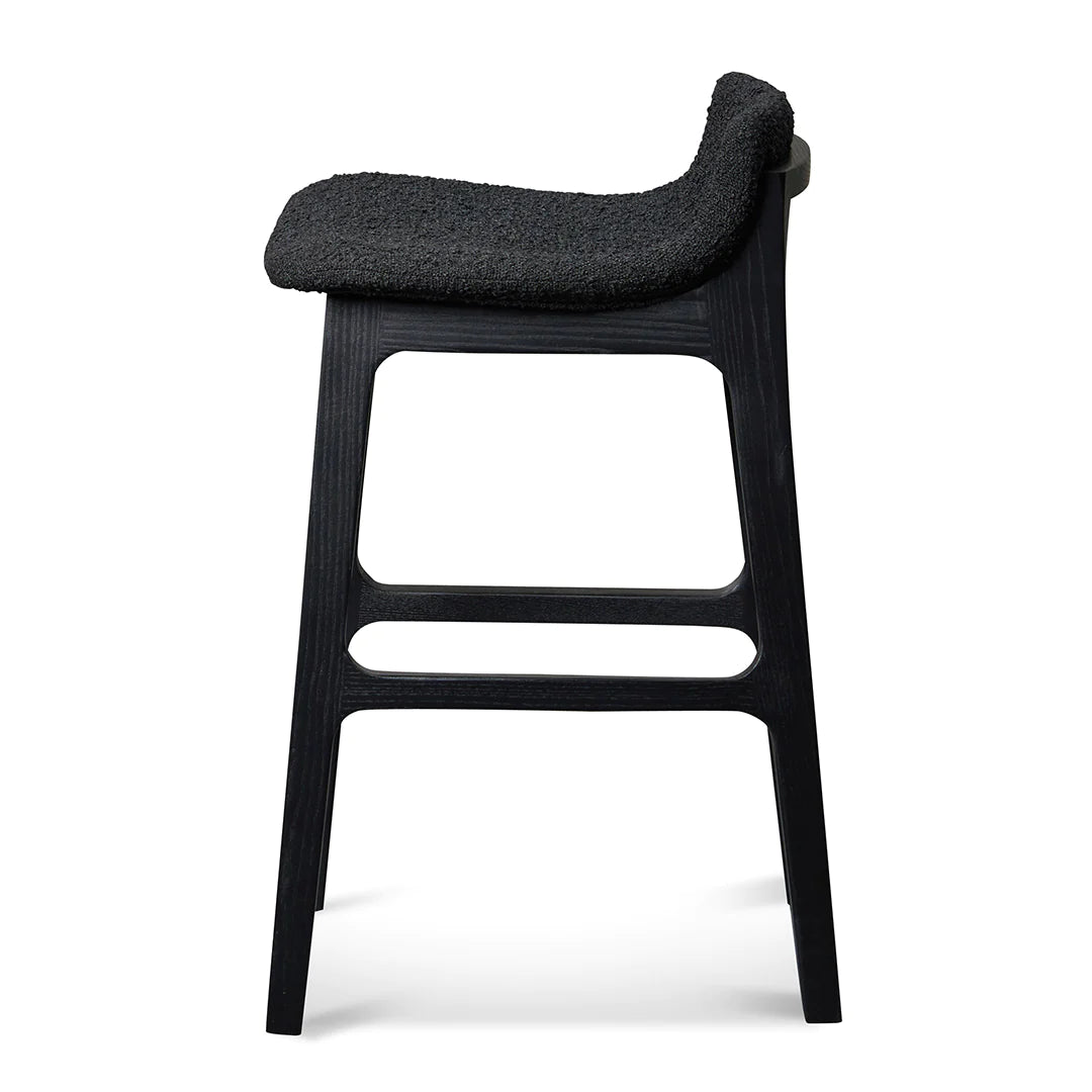 Hillcrest | Modern Fabric Wooden Bar Stool | Black