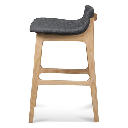 Hillcrest | Modern Fabric Wooden Bar Stool | Grey