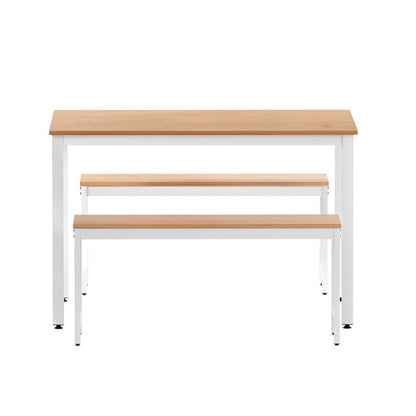 Hillside | Coastal Natural And White Rectangular Dining Table Bench Seat Set | Natural
