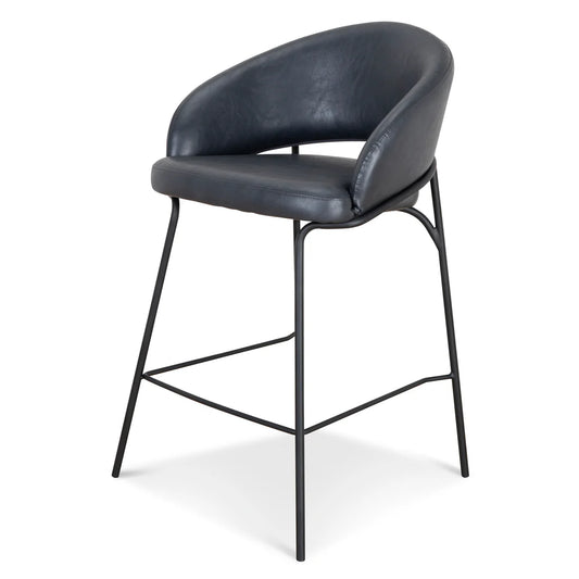Hoth | Modern Black PU Leather Orange Upholstered Bar Stools | Black