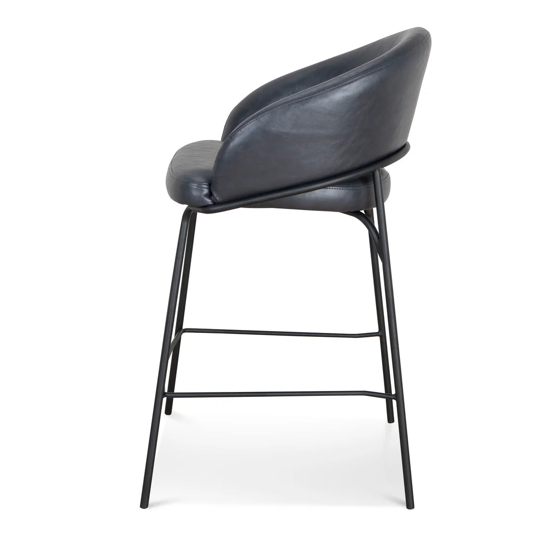 Hoth | Modern Black PU Leather Orange Upholstered Bar Stools | Black