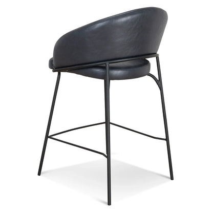 Hoth | Modern Black PU Leather Orange Upholstered Bar Stools | Black