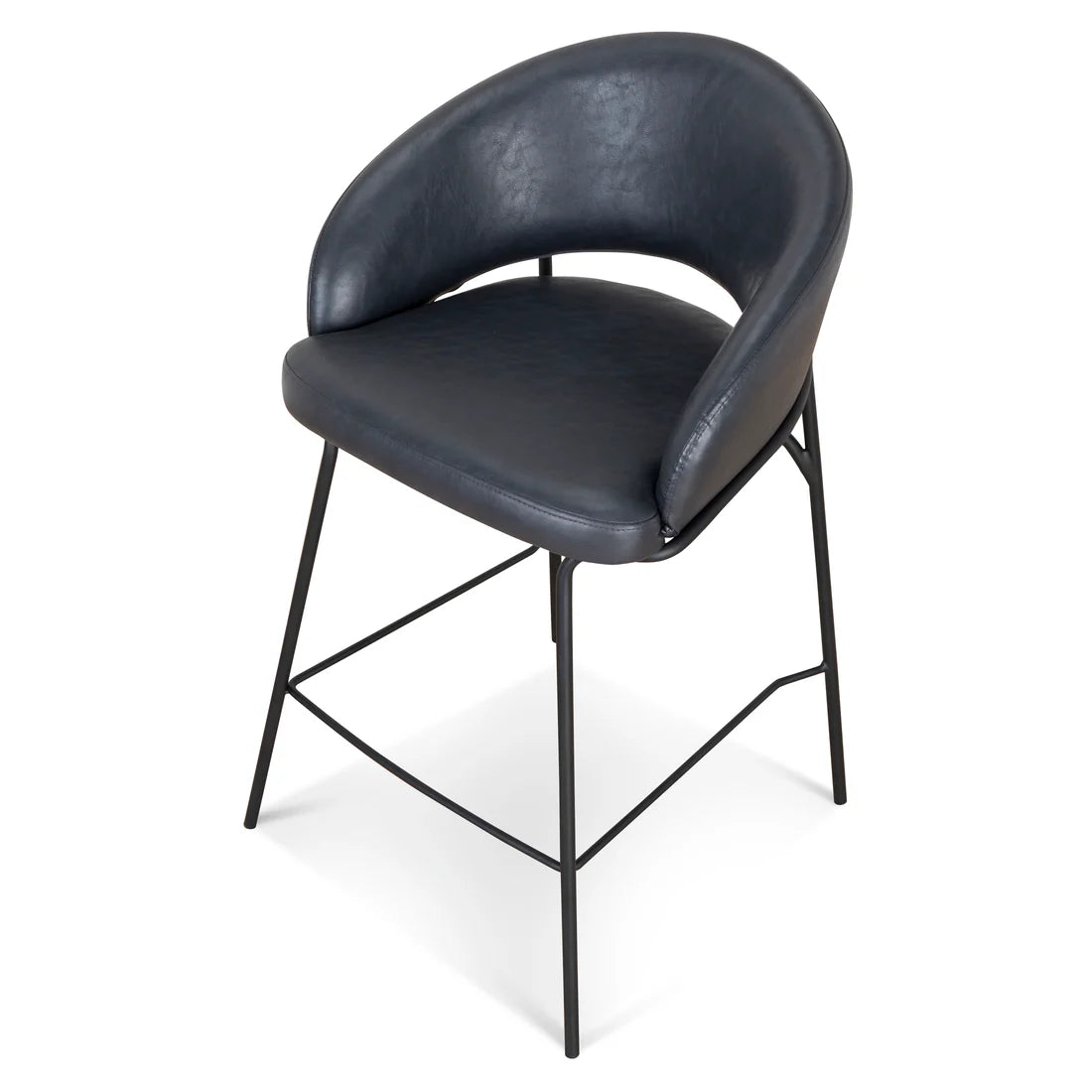 Hoth | Modern Black PU Leather Orange Upholstered Bar Stools | Black