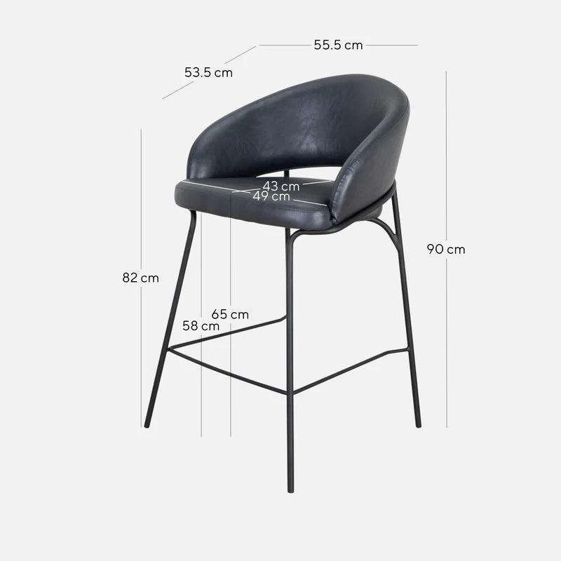 Hoth | Modern Black PU Leather Orange Upholstered Bar Stools | Black