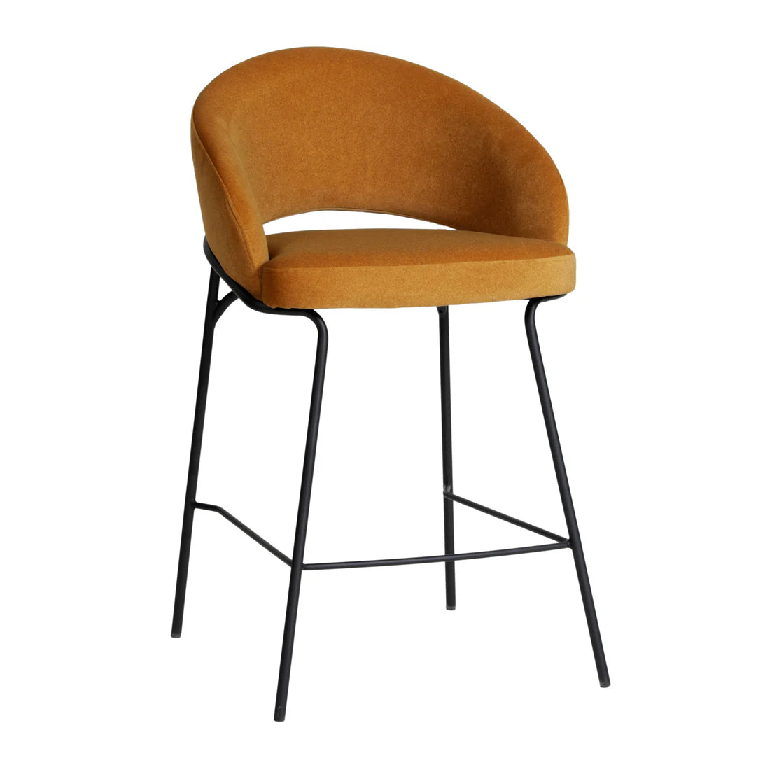 Hoth | Modern Black PU Leather Orange Upholstered Bar Stools | Orange