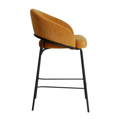 Hoth | Modern Black PU Leather Orange Upholstered Bar Stools | Orange