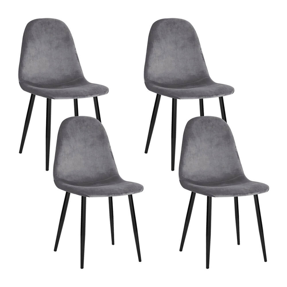 Huntley | Modern Metal Dark Grey Velvet Dining Chairs | Set Of 4