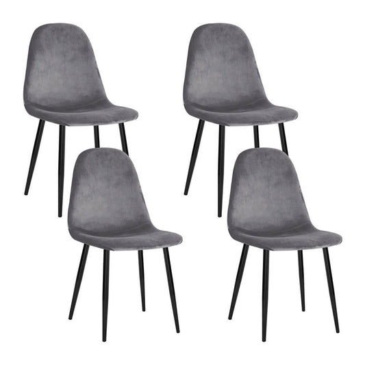 Huntley | Modern Metal Dark Grey Velvet Dining Chairs | Set Of 4