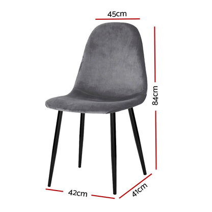 Huntley | Modern Metal Dark Grey Velvet Dining Chairs | Set Of 4