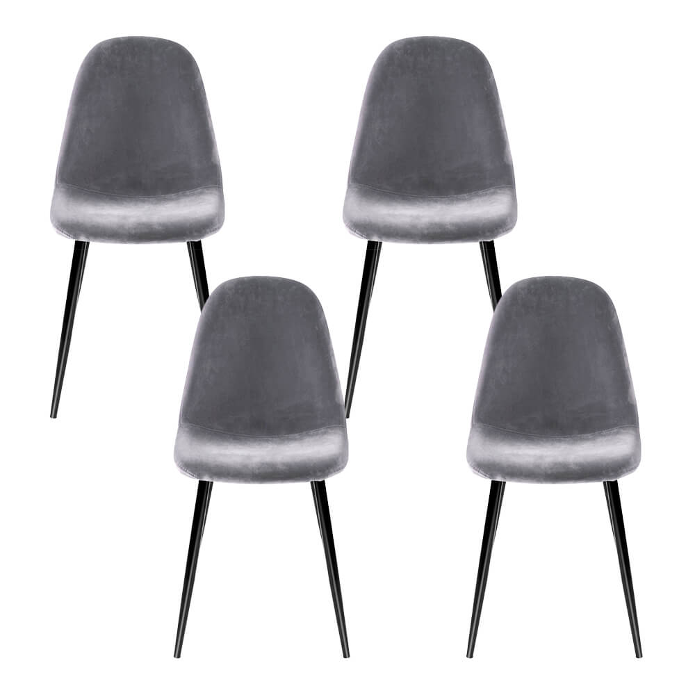 Huntley | Modern Metal Dark Grey Velvet Dining Chairs | Set Of 4