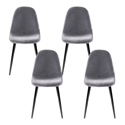 Huntley | Modern Metal Dark Grey Velvet Dining Chairs | Set Of 4