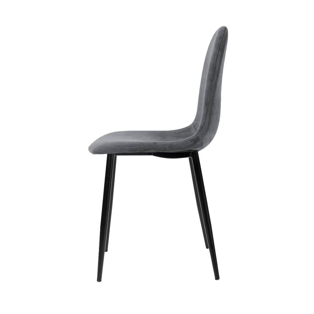 Huntley | Modern Metal Dark Grey Velvet Dining Chairs | Set Of 4