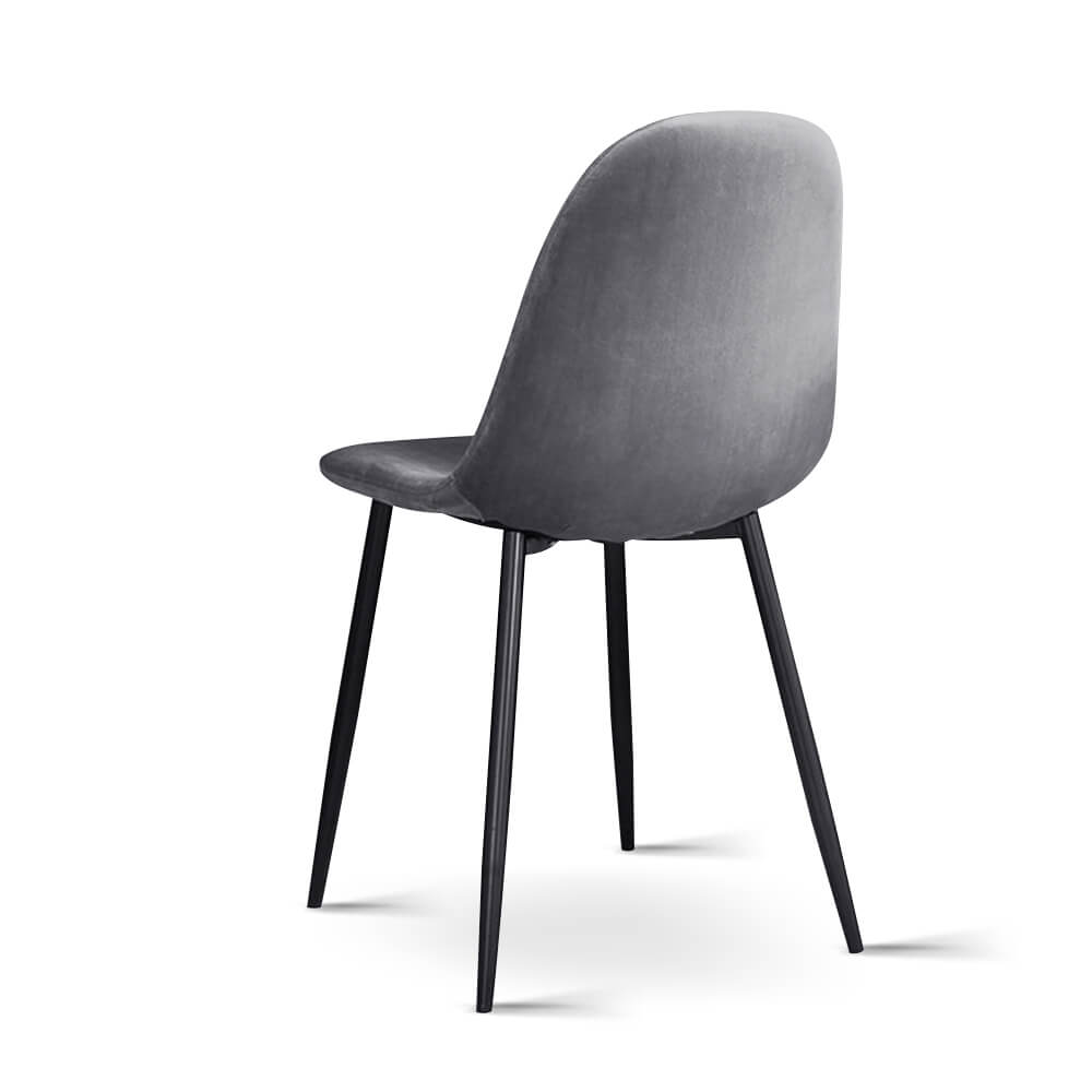 Huntley | Modern Metal Dark Grey Velvet Dining Chairs | Set Of 4
