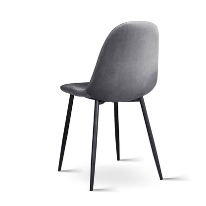 Huntley | Modern Metal Dark Grey Velvet Dining Chairs | Set Of 4