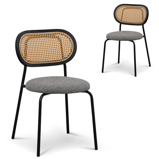 Indiana | Modern Metal Fabric Dining Chairs | Set Of 2 | Charcoal
