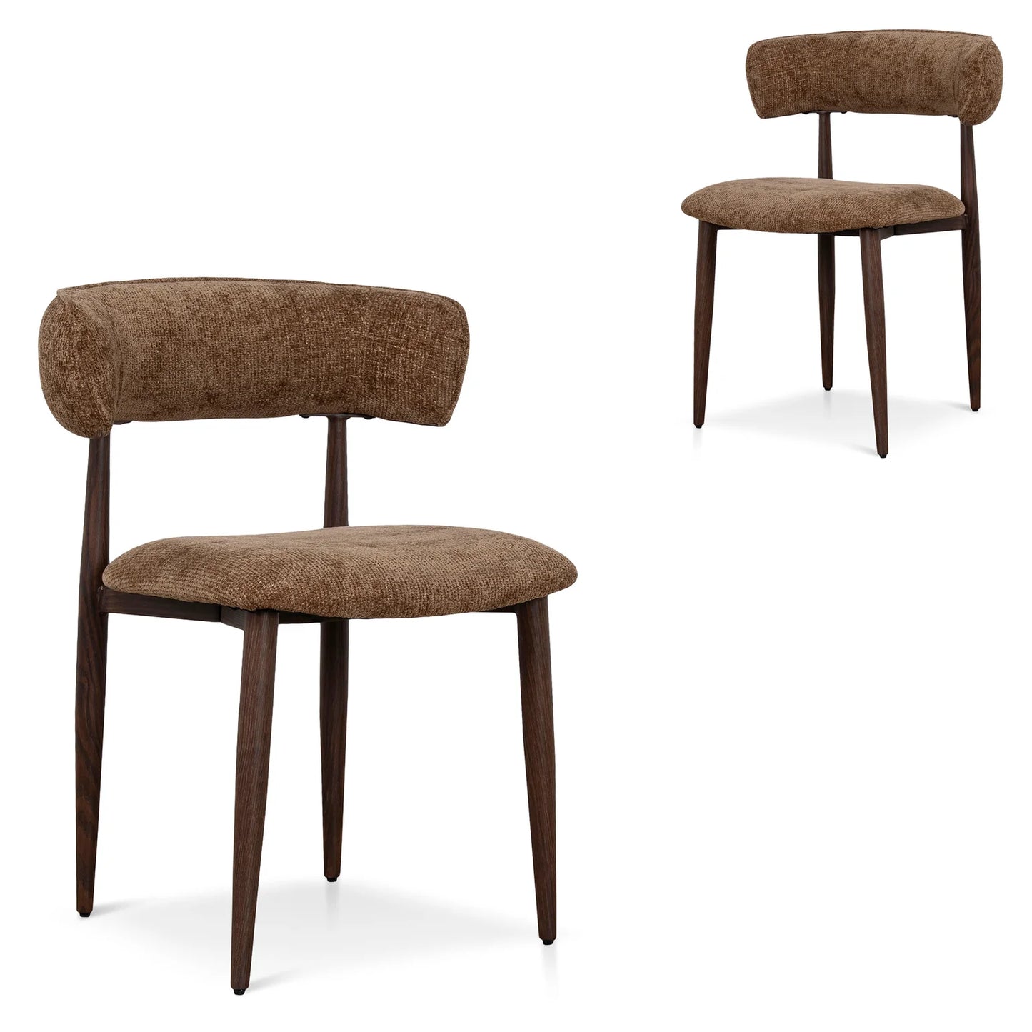 Indiana | Modern Metal Lila Nutmeg Clay Beige Fabric Dining Chairs | Set Of 2 | Nutmeg