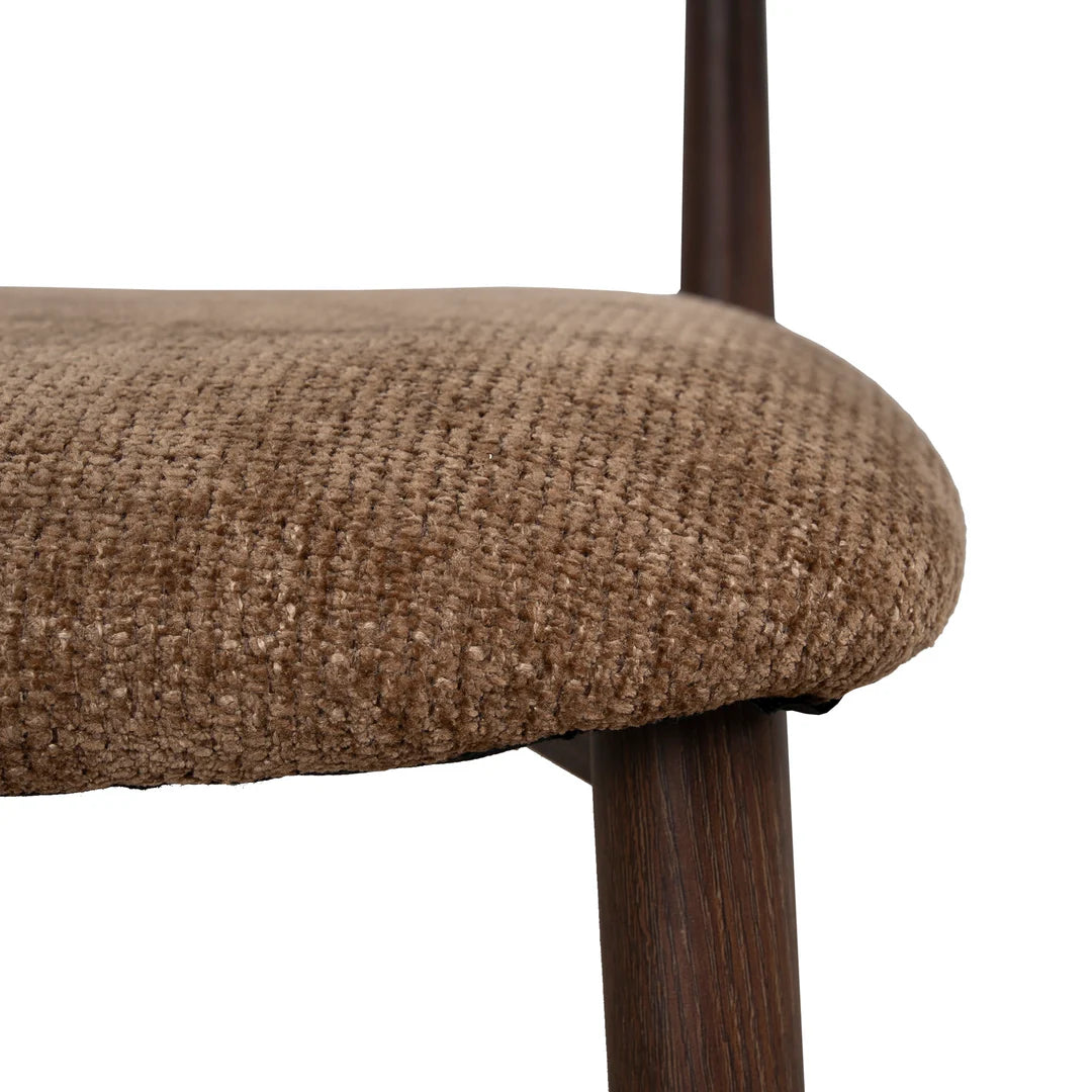 Indiana | Modern Metal Lila Nutmeg Clay Beige Fabric Dining Chairs | Set Of 2 | Nutmeg
