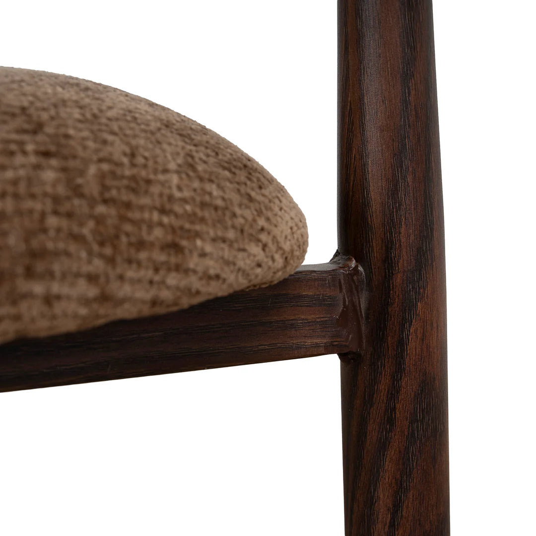 Indiana | Modern Metal Lila Nutmeg Clay Beige Fabric Dining Chairs | Set Of 2 | Nutmeg
