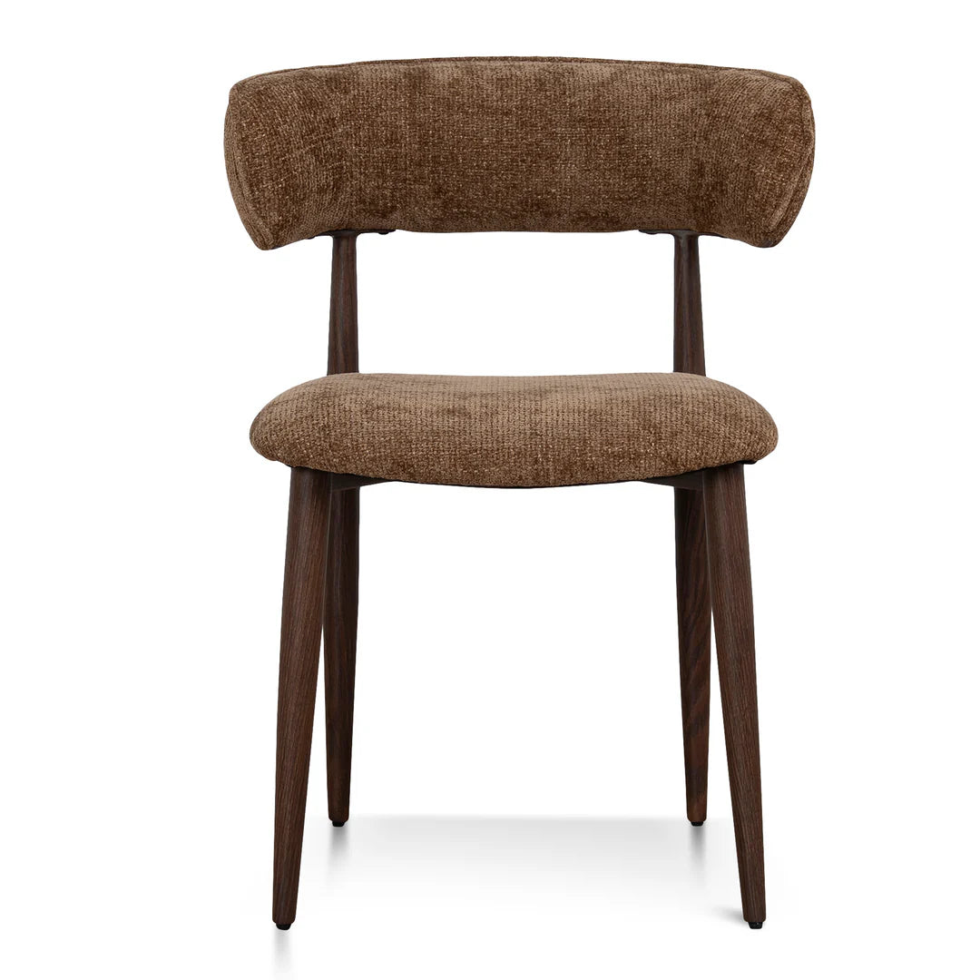 Indiana | Modern Metal Lila Nutmeg Clay Beige Fabric Dining Chairs | Set Of 2 | Nutmeg