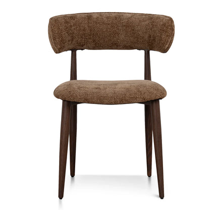 Indiana | Modern Metal Lila Nutmeg Clay Beige Fabric Dining Chairs | Set Of 2 | Nutmeg