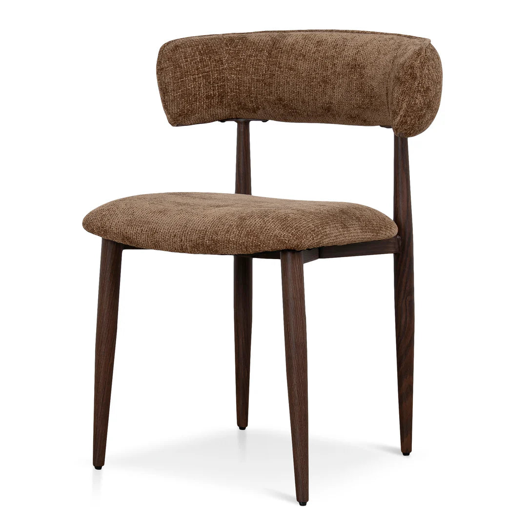 Indiana | Modern Metal Lila Nutmeg Clay Beige Fabric Dining Chairs | Set Of 2 | Nutmeg