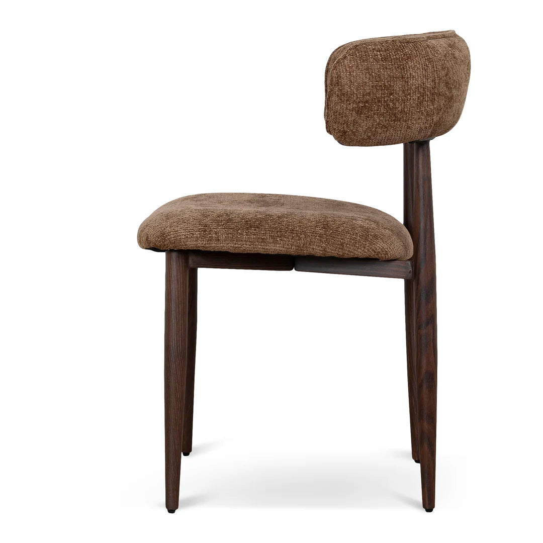 Indiana | Modern Metal Lila Nutmeg Clay Beige Fabric Dining Chairs | Set Of 2 | Nutmeg