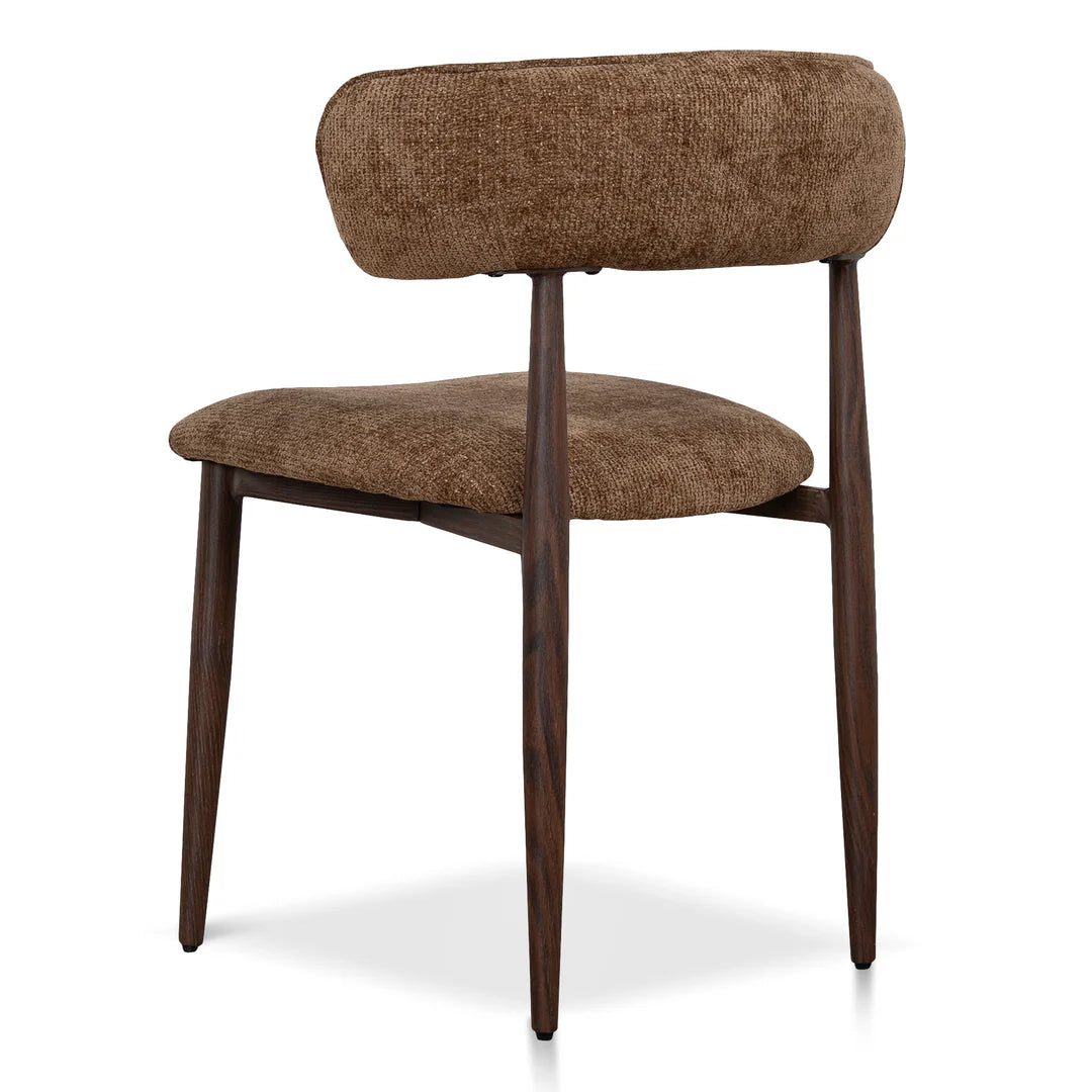 Indiana | Modern Metal Lila Nutmeg Clay Beige Fabric Dining Chairs | Set Of 2 | Nutmeg