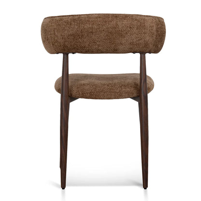 Indiana | Modern Metal Lila Nutmeg Clay Beige Fabric Dining Chairs | Set Of 2 | Nutmeg