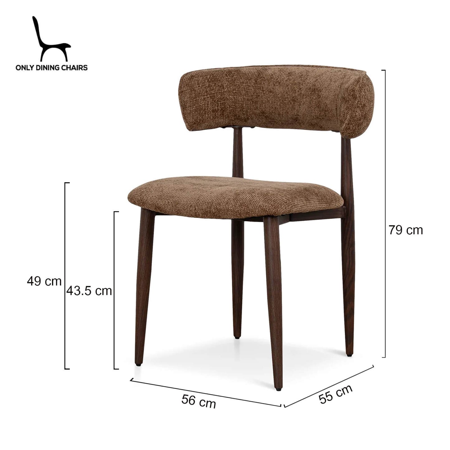 Indiana | Modern Metal Lila Nutmeg Clay Beige Fabric Dining Chairs | Set Of 2 | Nutmeg