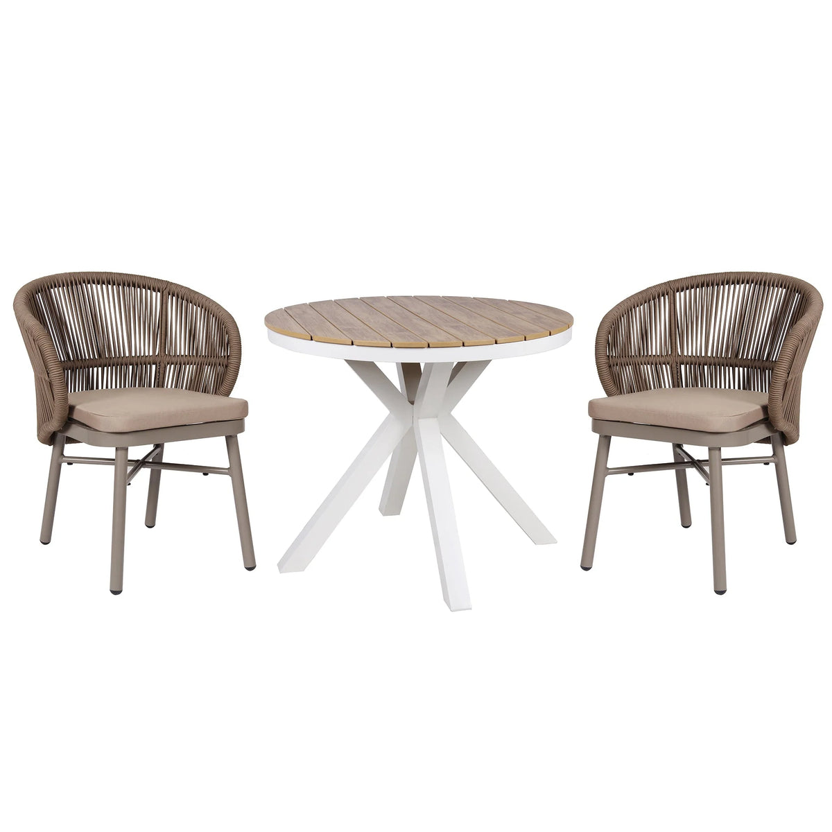 Inglewood | Coastal Charcoal Sand Brown Rope Outdoor Dining Chairs With Arms | Brown
