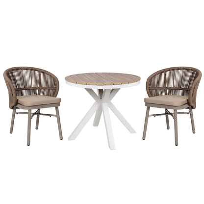 Inglewood | Coastal Charcoal Sand Brown Rope Outdoor Dining Chairs With Arms | Brown