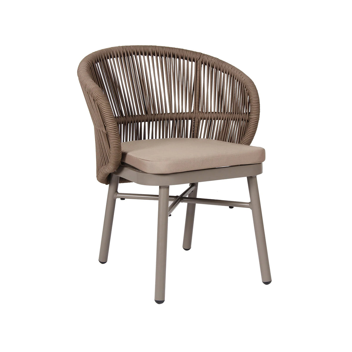 Inglewood | Coastal Charcoal Sand Brown Rope Outdoor Dining Chairs With Arms | Brown
