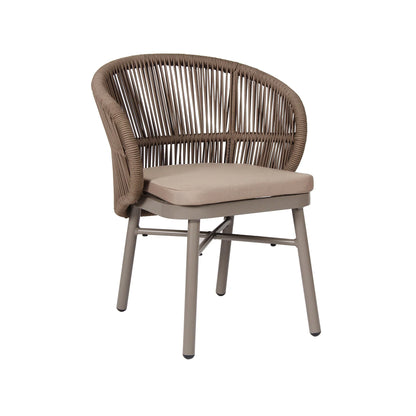 Inglewood | Coastal Charcoal Sand Brown Rope Outdoor Dining Chairs With Arms | Brown