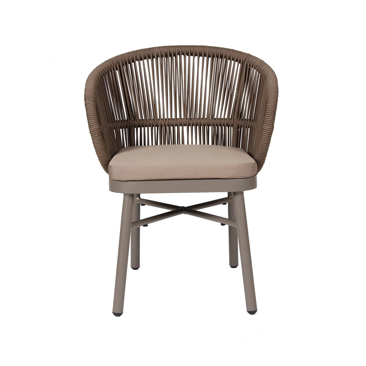 Inglewood | Coastal Charcoal Sand Brown Rope Outdoor Dining Chairs With Arms | Brown